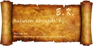 Balaton Kristóf névjegykártya